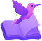 Illustration d'un livre et du colibri, icône Scolibree, la plateforme éducative pour enfant