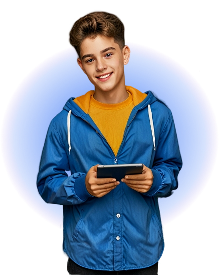 Un jeune ado utilisant la plateforme éducative pour enfant Scolibree sur sa tablette