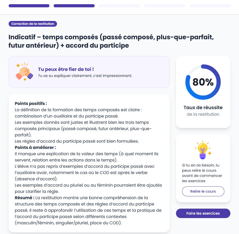 Exemple d'un exercice d'orthographe de Scolibree