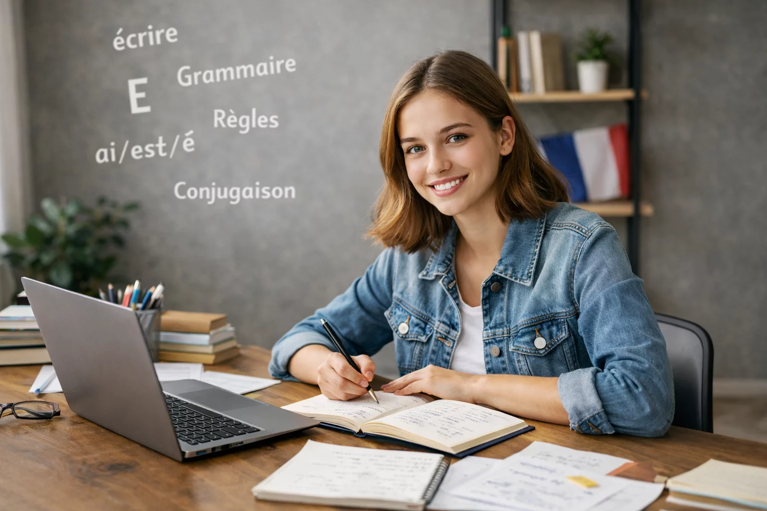 Élève qui travaille une leçon pour s'améliorer en orthographe